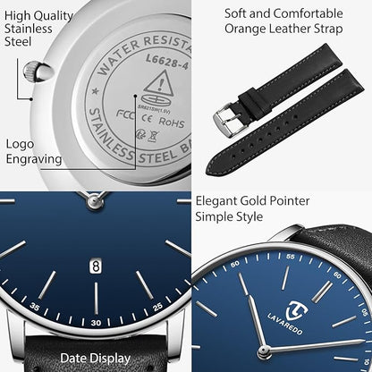 BEN NEVIS Watch, Mens Watch, Minimalist Fashion Simple Wrist Watch Analog Date with Leather Strap