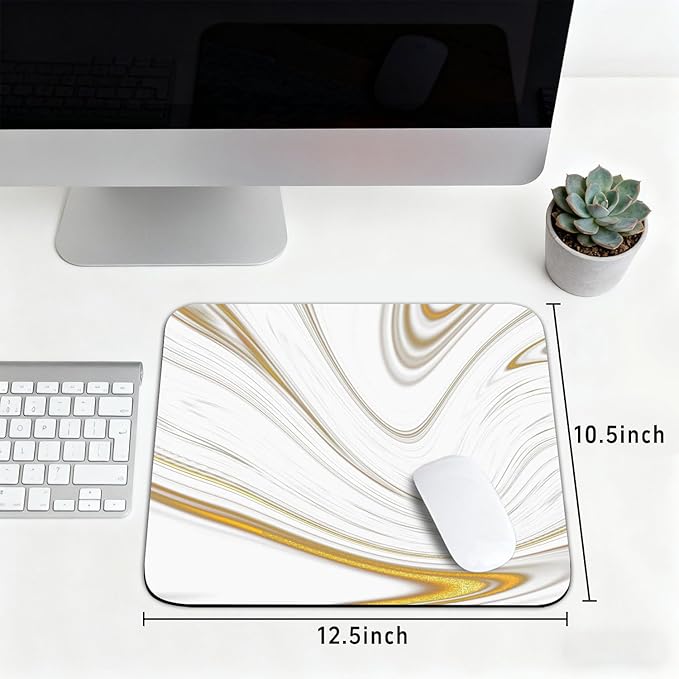 Luxury Marble Ink Patterns Desk Mat, Large Gaming Mouse Pad Non-Slip Rubber Base with Stitched Edges, Waterproof Protection for PC Laptop Home Office Desk Decor (12.5x10.5in)