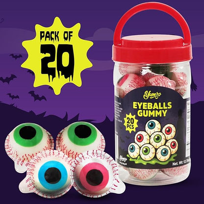 Halloween Gummy Eyeballs Candy, 20 Pieces of Perfect Gummy Halloween Candy Selection that Works as Game Prizes and Haunted House Giveaways, Ideal for Parties and Scary Dessert Tables
