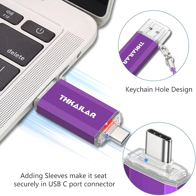 THKAILAR 32GB USB C Flash Drive 5 Pack,2-in-1 Dual USB-A&Type-C Thumb Drive USB 3.0 Memory Stick,High-Speed Flash Drive USB C for iPhone 15/16,Android,Mac,PC,PS4,Plug&Play,Durable&Compact Design