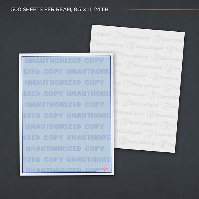 DocuGard Advanced Blue Multi-Purpose Security Paper, 7 Features, 8.5 x 11 Inches, 24 lb, 2500 Sheets (04546C)