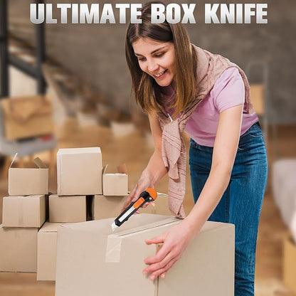 Retractable Utility Knife, 4 Pack Box Cutters with 18mm Snap-Off Blade for Paper, Plastic, Cardboard