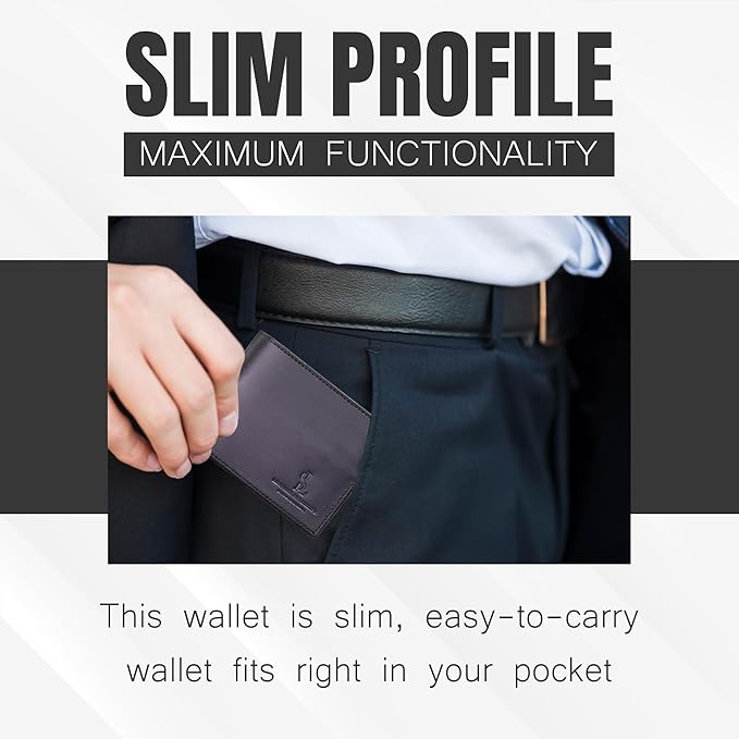 Bifold Wallet for Men with Premium Cowhide Leather Slim Wallet, Minimalist Design, Multiple Card Slots, Stylish Durable Gift-Ready Men’s Wallet (Black)