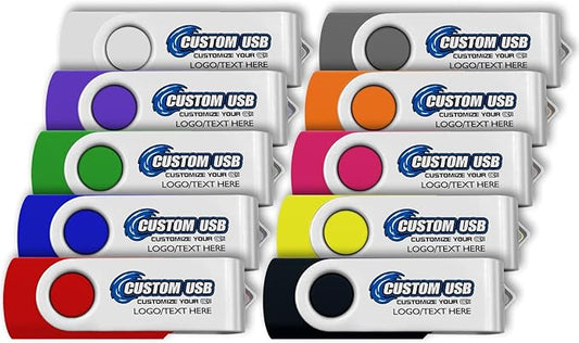 ABLAZE Custom Flash Drive 512MB 100 Pack, Personalized USB Drives Custom USB 2.0 Thumb Drives 100 Pack Memory Stick (Mixcolors)
