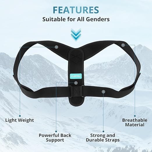 Adjustable Posture Corrector for Men & Women – Upper & Mid Back Brace for Posture Alignment – Relieves Neck, Shoulder & Clavicle Pain – Lightweight, Breathable & Invisible Under Clothing（Chest Size 30”-43”）