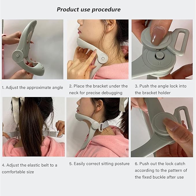 360°Adjustable Neck Brace - Cervical Collar with Neck Stretcher | Neck Orthotics for Forward Head Posture Correction and Cervical Spine Support and Alleviating Pressure (White)