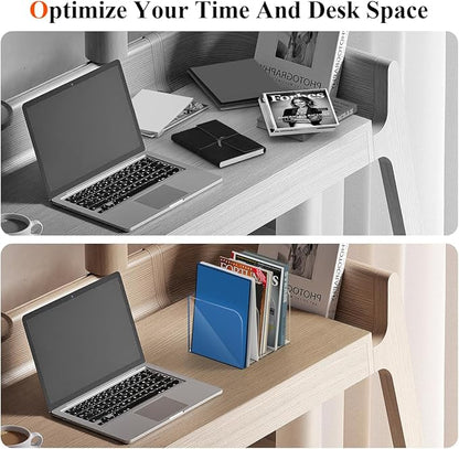 Acrylic File Organizer for Desk, Clear Magazine File Holder Sorter with 3 Vertical Compartments Rack, Desk Organizer Office Supplies Stand Bookshelf - 8.46" W x 7.2" D x 6.5" H