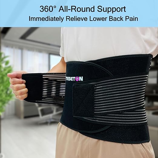 Back Brace for Men and Women,Back Support Belt for Lifting at Work,Relief from Sciatica, Herniated Disc, Scoliosis,Lumbar Support for Lower back,Breathable Mesh 02 Black-XXXL