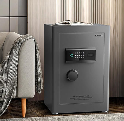 KAPUCI Touchscreen Biometric Fingerprint Safe Box,Full Soft Package Interior with Private Inner Door Digital Heavy Personal Private Cabinet Home Safes,Suitable for Home, Office, Bedroom(Grey)