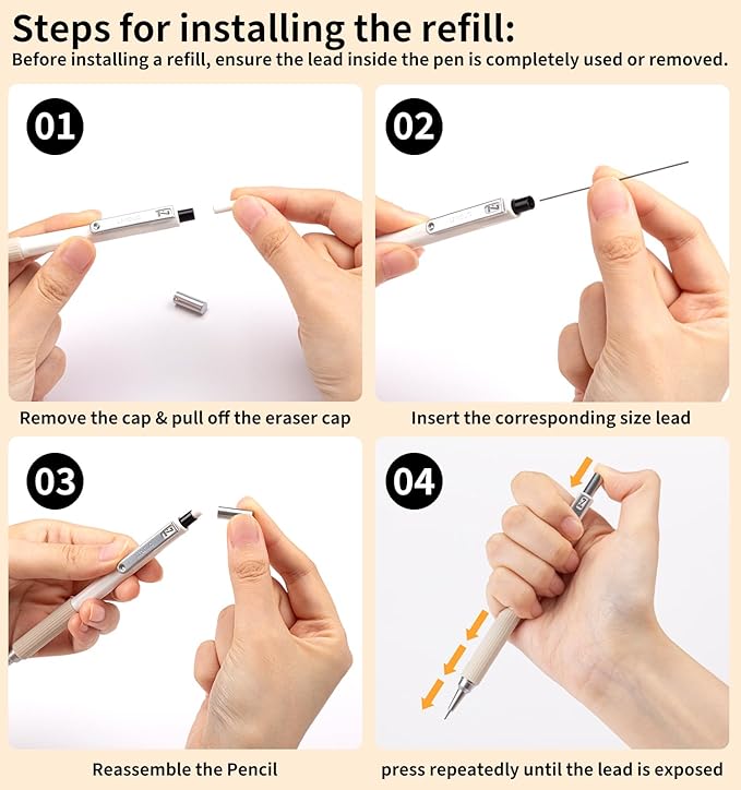 Mechanical Pencil Set with Case, 4PCS 0.3/0.5/0.7/0.9mm Art Mechanical Pencils + 4 Tubes Lead Refills (0.3/0.5/0.7/0.9mm) + 3PCS Erasers + 1PCS Case, Drawing Mechanical Pencils for Writing, Sketching