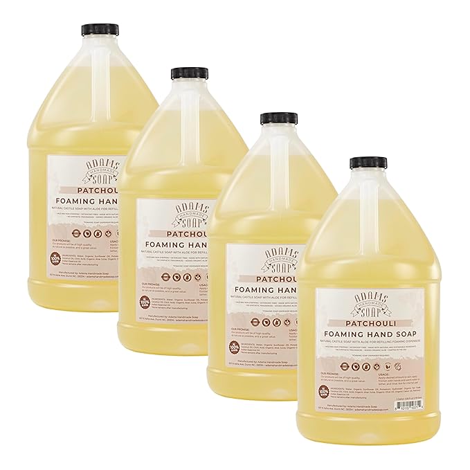 Adams Handmade Soap Liquid Foaming Soap 1 Gal - Patchouli (Pack of 4)