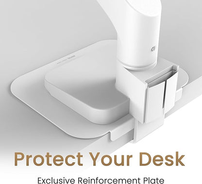 BenQ BSH02 Ergo Monitor Arm -Gas Spring Monitor Stand for Up to 45'' & 44lbs Screens, Heavy Duty, Quick Installation, No Sagging, Top Clamp and Grommet Base, Reinforcement Plate, VESA 75x75 &100x100mm