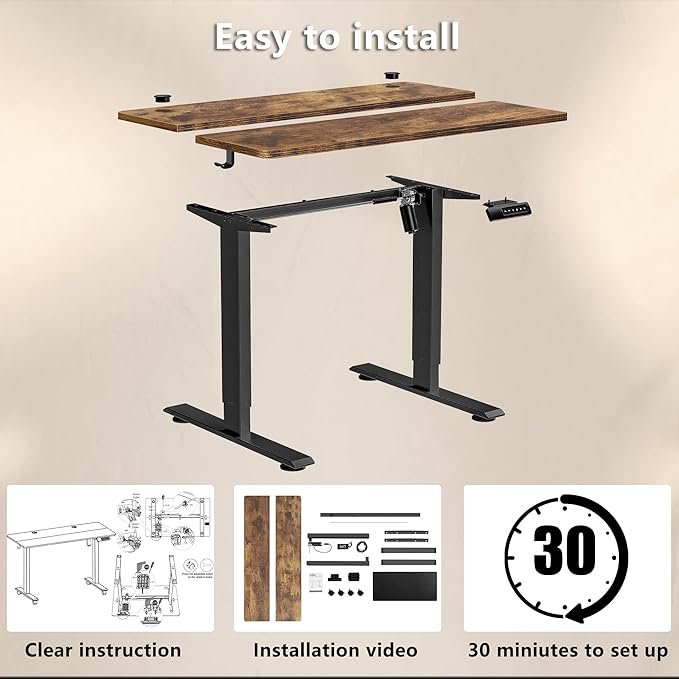 Himimi Electric Standing Desk Adjustable Height,63 x 24 inch Sit Stand up Adjustable Desk with Memory Presets,Portable Computer Desk for Gaming/Working,Free Hook, Lockable Wheels,Mouse Pad,Brown