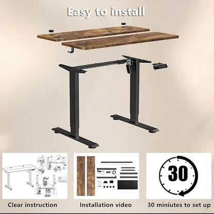 Himimi Electric Standing Desk Adjustable Height,63 x 24 inch Sit Stand up Adjustable Desk with Memory Presets,Portable Computer Desk for Gaming/Working,Free Hook, Lockable Wheels,Mouse Pad,Brown