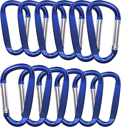 3" Aluminum Carabiner Clips, 12PCS D Ring Shape Keychain Carabiners Hook Buckle