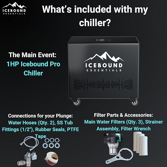 Ice Plunge Tub with Water Chiller - 1HP Efficient Hot and Cold Water Chiller for Ice Bath - Premium Ice Bath Tub with Chiller - WiFi - Filter - Ozone/UV - Ice Bath with Chiller
