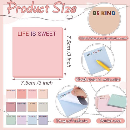 Yinder 24 Pcs Inspirational Sticky Notes Christmas Stocking Stuffers Motivational Sticky Notes Pad Employee Appreciation Gift Bulk for Teacher Nurse Coworker Office 3 x 3'' (Inspirational,Aesthetics)