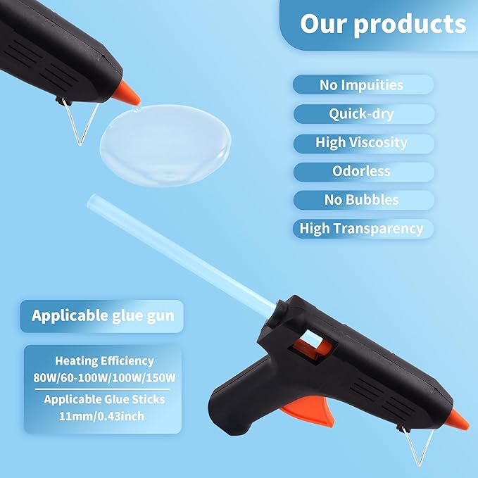 MATUFF Hot Glue Sticks Full Size, 0.43” Dia x 8” Long, 52 Pcs EVA Clear Hot Melt Glue Gun Sticks, Multipurpose Glue Sticks Bulk for Kids Adults Crafting Sealing Repairing Festival Decoration
