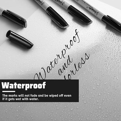 Permanent Markers Ultra Fine Point, 60 Pack, 0.4mm Black Permanent Markers Bulk, 1 Second Quick Drying, Waterproof, Fade-Resistant, Office Series, Classroom Set