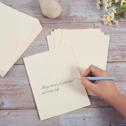 50 Pack Blank Cards Folded Cardstock Thank You Blank Greeting Cards for Invitations, Wedding, Greeting Cards, All Occasion DIY, 3x5 Folded Cards Cream