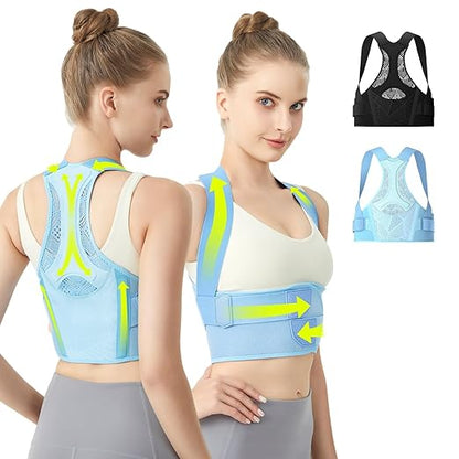 Posture Corrector for Women, Lightweight and Breathable Back Brace for Pain Relief, Rounded Shoulders and Hunchback, Compact & Portable with Fashionable Design, Invisible Under Clothes Blue M
