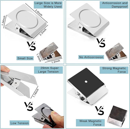 FINDMAG 4 Pack Clip Magnets 2.2 Inch Extra Large Magnetic Clips Heavy Duty, Office Magnet Clips, Whiteboard Magnet Clips, Clip Magnets for Home, Office, Whiteboard, Kitchen etc.