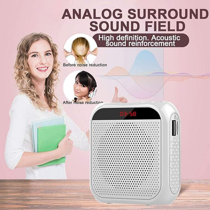 Portable Voice Amplifier for Teachers,Rechargeable Portable Microphone with Speaker,Wired Microphone,Pa System for Outdoors, Teaching, Meeting, Tour Guide, Yoga(5PCS,White)