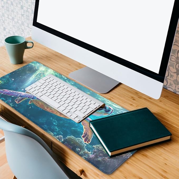 Sea Turtle Desk Pad Mouse Pad Ocean Life Underwater Reef Mousepad XL Large Gaming Mouse Pad Laptop Keyboard Mat Desk Pad 31.5"x11.8"