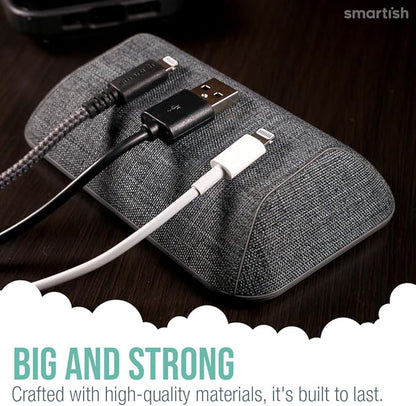 Smartish® Magnetic Cord Holder - Bigger Cable Wrangler Organizer with Magnet Clips for Charger Management on Desktop, Nightstand, or Side Table - Holds 6+ Cables - No. 2 Pencil Gray