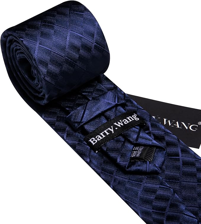 Barry.Wang Tie Sets for Men Silk Solid Necktie Stain Ties Handkerchief Pocket Square Cufflinks Wedding Business Dyed