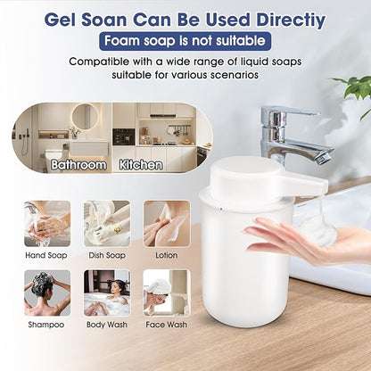 2 Pack Automatic Foaming Soap Dispenser, 10.5oz Touchless Electric Hand Soap Dispenser, Rechargeable Foam Pump for Bathroom Countertop, Kids & Family Use (White)