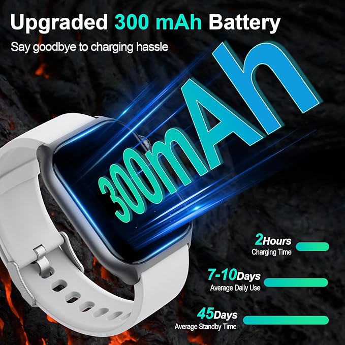 Digital Watch with 2" HD Color Screen, 45 Days Long Battery, IP68 Waterproof, Answer/Make Call/Quick Reply/AI Voice Assistant, 100+ Sport Modes, Health Fitness Tracker for Android and iOS (Gray)