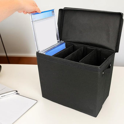 Document Storage Box - Large Organizer with Handle, 3 Divider File Container, Portable Durable Storage Case | Office School Home Car Bedroom Living Room Travel for Comic Book Paper Record Holder