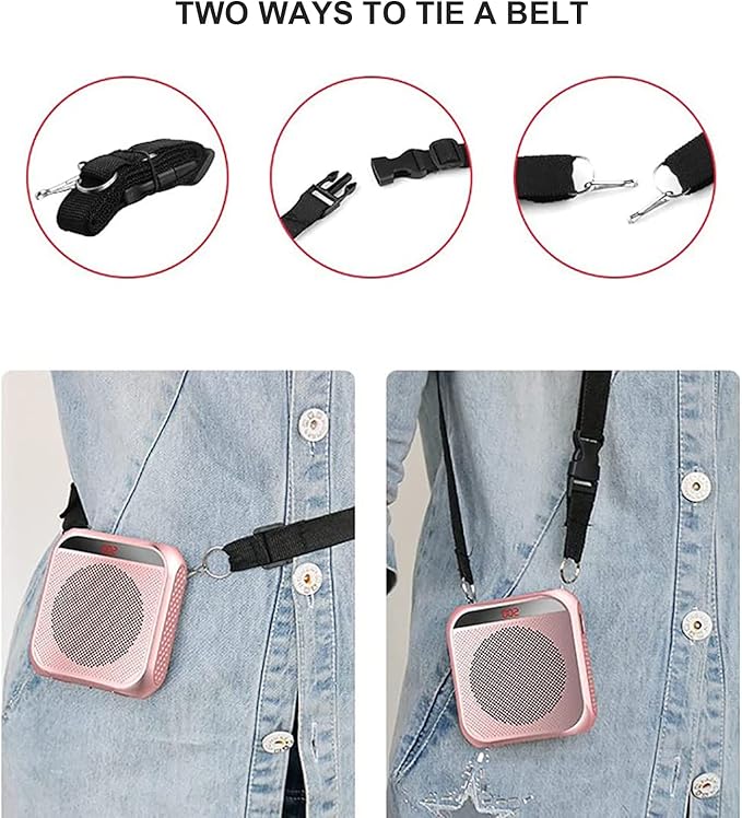 Portable Voice Amplifier for Teachers,Rechargeable Portable Microphone with Speaker,Wired Microphone,Pa System for Outdoors, Teaching, Meeting, Tour Guide, Yoga(5PCS,Rose Gold)