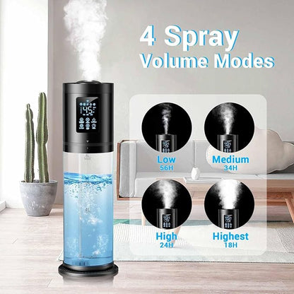 8L Humidifiers for Bedroom Large Room, 4 Levels Cool Mist Humidifier with Clear Tank, 7 Color Lights Essential Oil Diffuser with 16H Timer, Top Fill Humidifier for Home Plants Office