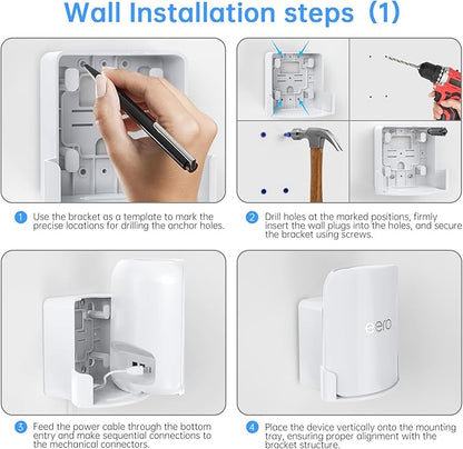 EDUP Wall Mount for eero Pro 7, Space-Saving Holder with Cable Management, Compatible Only with eero Pro 7, for Wall & Outlet Mounting- Includes Screws & Quick Start Guide (White, 1 Pack)