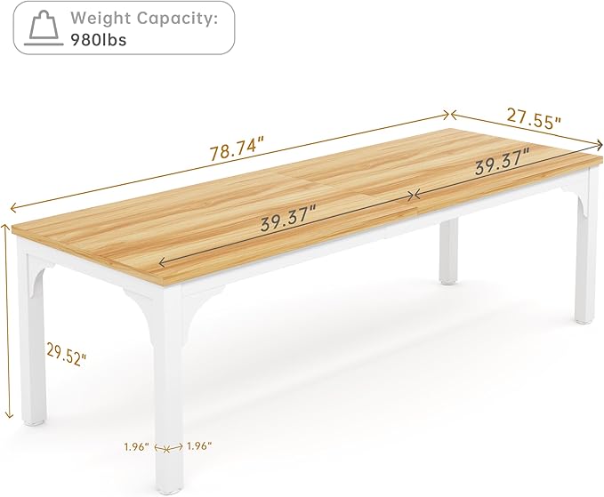 6.56 FT Conference Table, Super Sturdy Large Rectangle Meeting Seminar Table for 8 Person, Long Business Tables, 1 Pc Light Walnut