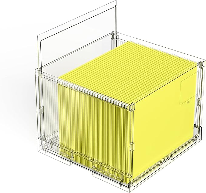 MUKAI File Organizer Box with Lid, Collapsible File Folder Organizer with Slide, Hanging File Folder Box, for Office Document Storage with Desktop organizer
