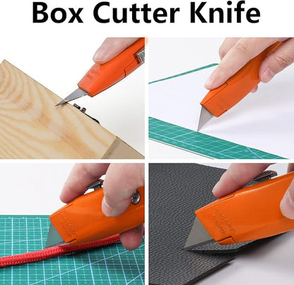 DIYSELF 2Pack Utility Knife Box Cutter Retractable Blade Heavy Duty (Orange)