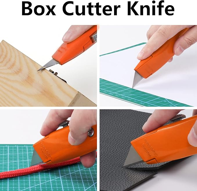 DIYSELF DIYSELF 30 Pack Box Cutter Heavy Duty Aluminium Shell Utility Knife | SK5 Steel Sharp Blade | Retractable Knife for Cutting Cartons (30, Orange)