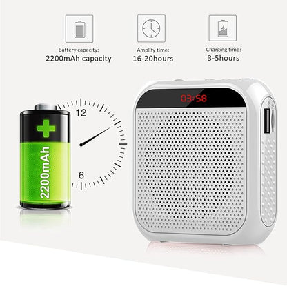Portable Voice Amplifier for Teachers,Rechargeable Portable Microphone with Speaker,Wired Microphone,Pa System for Outdoors, Teaching, Meeting, Tour Guide, Yoga(5PCS,White)
