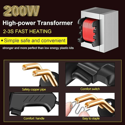 200W Plastic Welder, 2000PCS Staples 10PCS Sandpaper, Plastic welding Kit, Plier Custom Carry Case, Plastic Repair Car Bumper Repair Simplicity Of Use