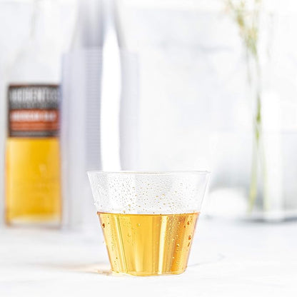 PLASTICPRO 9 oz Disposable Plastic Party Cups,Old fashioned Designed Tumblers, 200 Count, Crystal Clear
