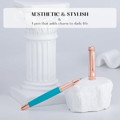 Luxury Rollerball Pen, With 8mm Brilliant diamond,Delicate Green Pen,Attractive Real Rose Gold Finish, Schmidt Black Refill,Glitter Fancy Pens Gifts for Women Wedding Office,Unique, Cute pen
