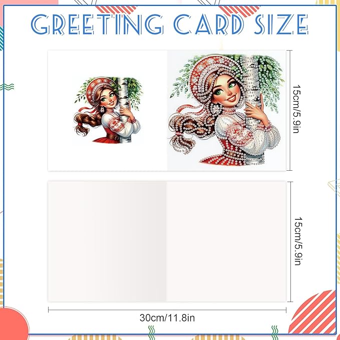 jinglinhh 12pcs Diamond Art Painting Boys and Girl in Red Greeting Cards with Envelopes, DIY Card Making Kits for Adults, Diamond Art Christmas Cards for Birthday Holiday Postcards Craft Gifts