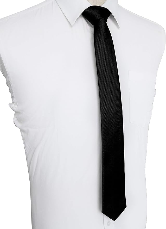 JEMYGINS 2.4" Solid Color Skinny Tie Slim Necktie for Men