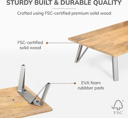 Anji Mountain Wooden Monitor Stand - Elegant Monitor Riser, Perfect Monitor Stand for Desk Organization, Durable Wood Construction monitor stands, Enhances Ergonomics and Workspace Efficiency,Black