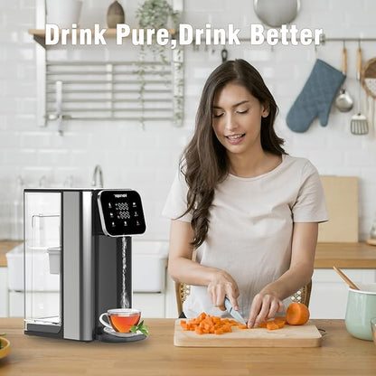 Vortopt Countertop Water Dispenser, 4L Large Tank, 4 Temperature Modes (Normal Temperature，45℃，85℃，95℃), 3S Fast Heating, Carbon Filter, Safety Lock & Water Shortage Alert,UR05，Black