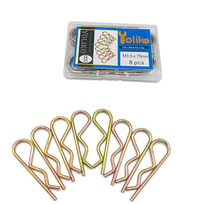 8Pcs Heavy Duty Hitch Pins Clip R Clips Spring Retaining Wire Hair Pins Cotter Pin Strong Spring Tension Large Carter Pin R Clip Large for Trailer Tractor Mower Carts Truck Color zinc M3.5x75mm