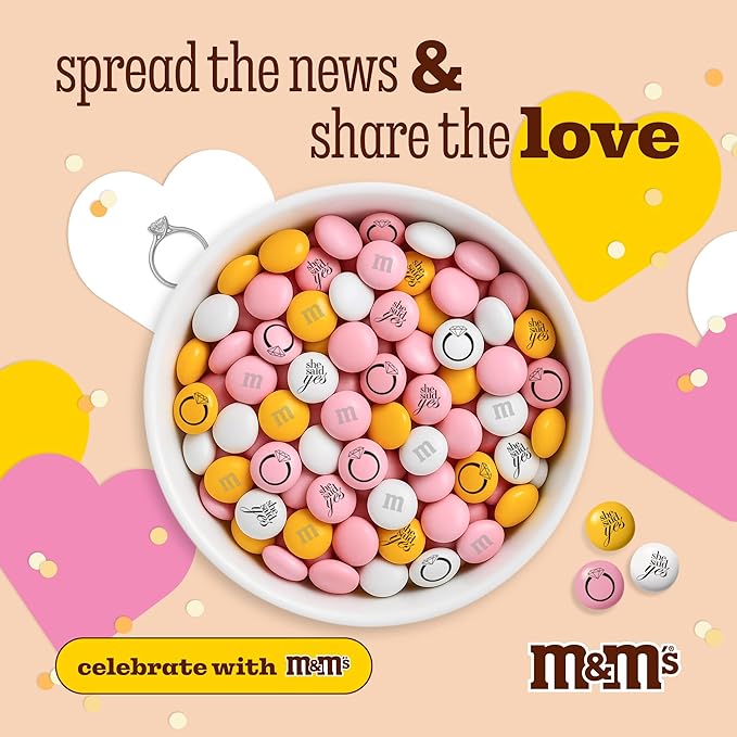 M&M’S WORLD Engagement Party M&M’S Chocolate Candy 2 lb Bag – Romantic Mix for Wedding Events, Bridal Showers, Candy Buffets, Table Decor, or Engagement Celebration Favors